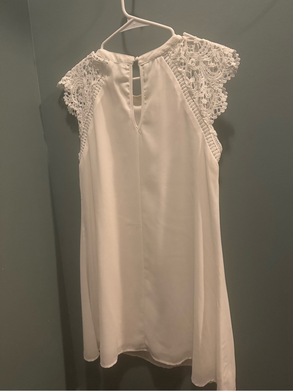 Altar'd State White Lace Cap-Sleeve Mini Dress